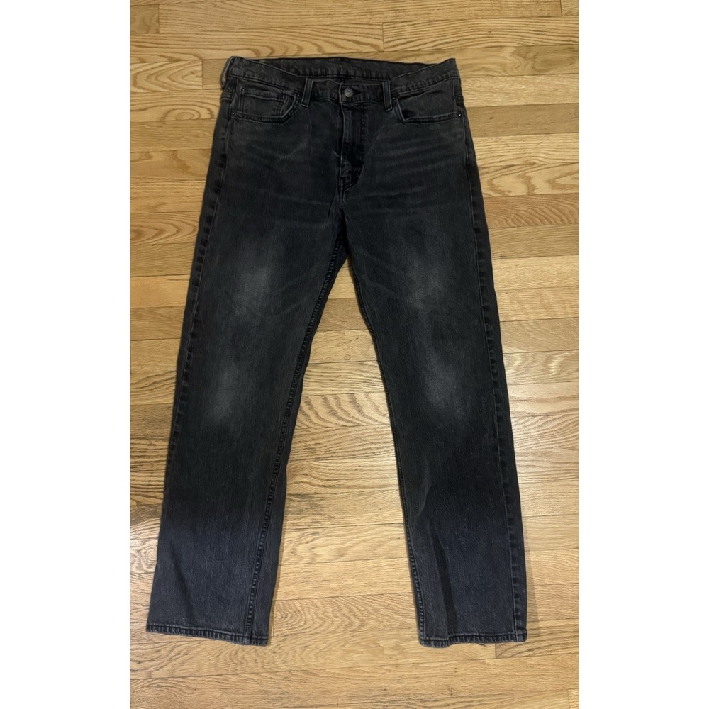 Levi's Men's Straight Fit Black Dark Wash Denim Jeans Mid Rise 5-Pocket